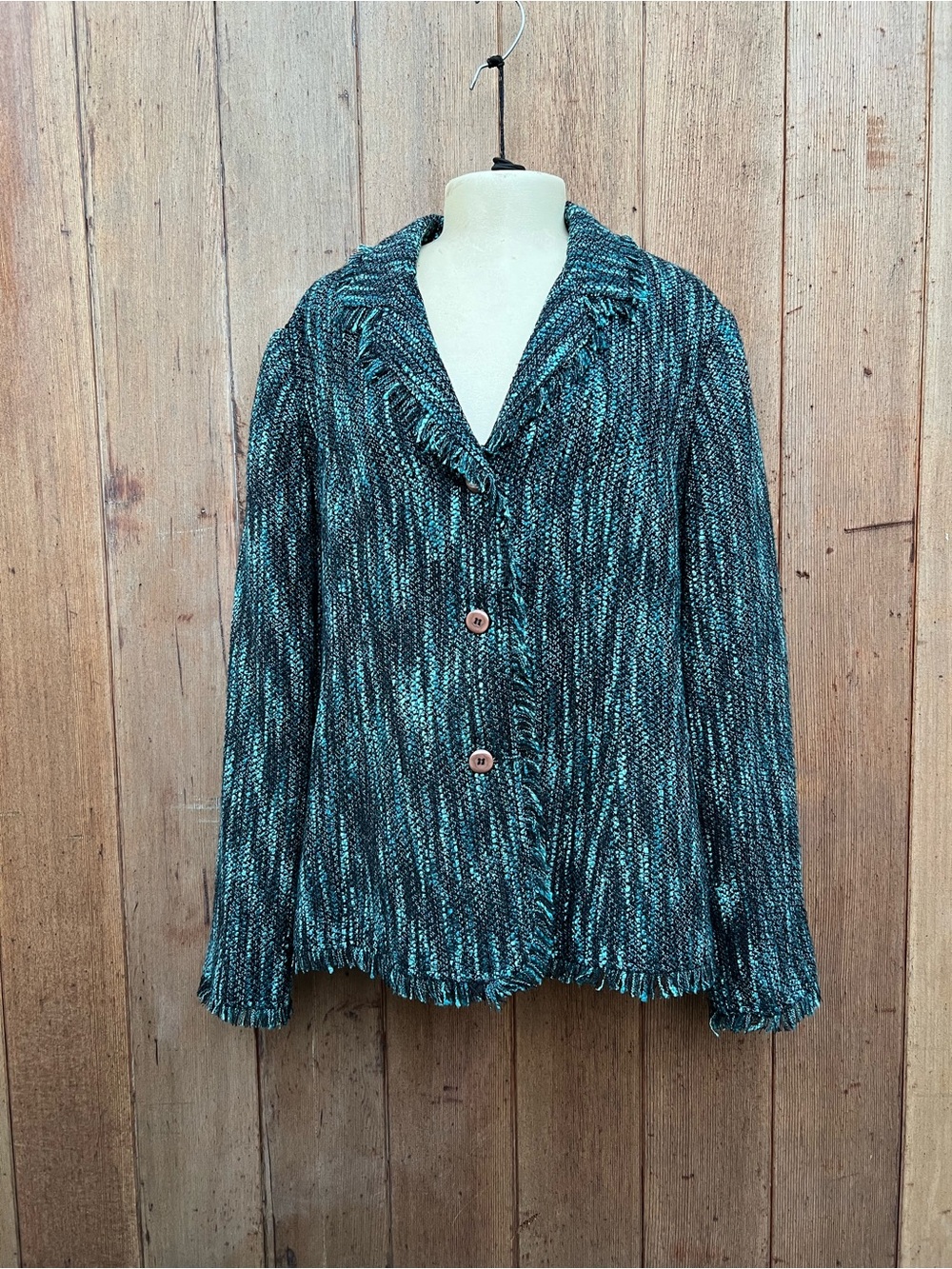 Sag Harbor Teal & Black Knit Blazer